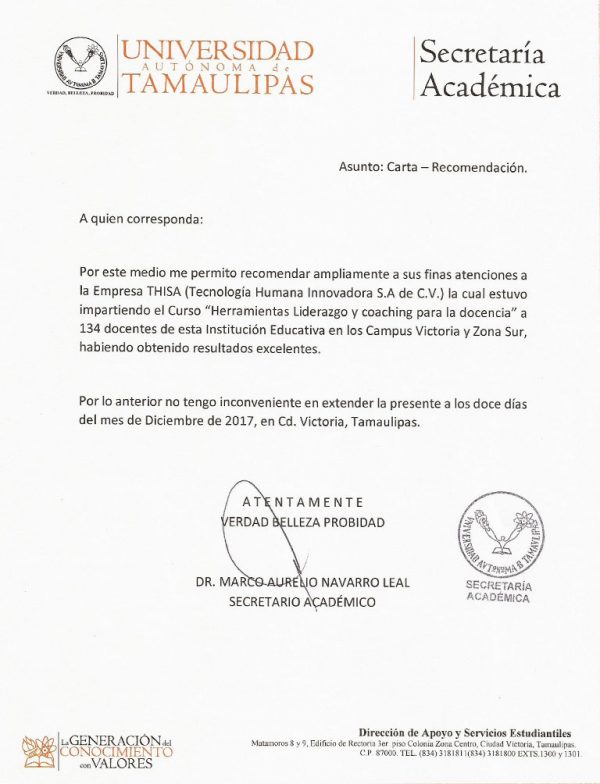 Carta Testimonio Universidad Autonoma De Tamaulipas Thisa 8931